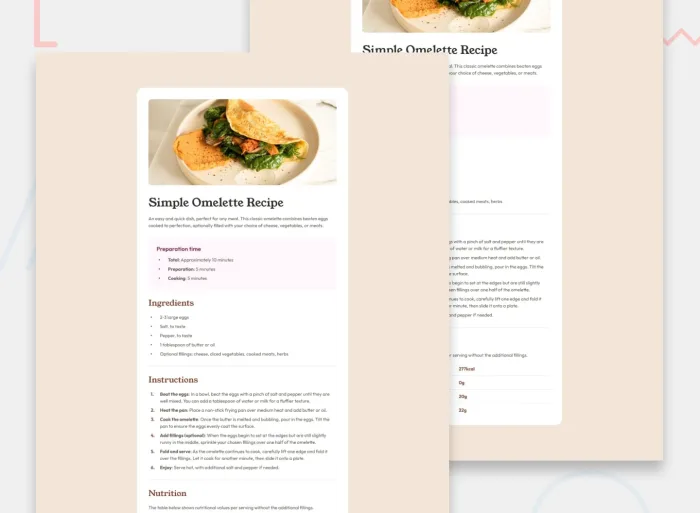 recipe page project preview